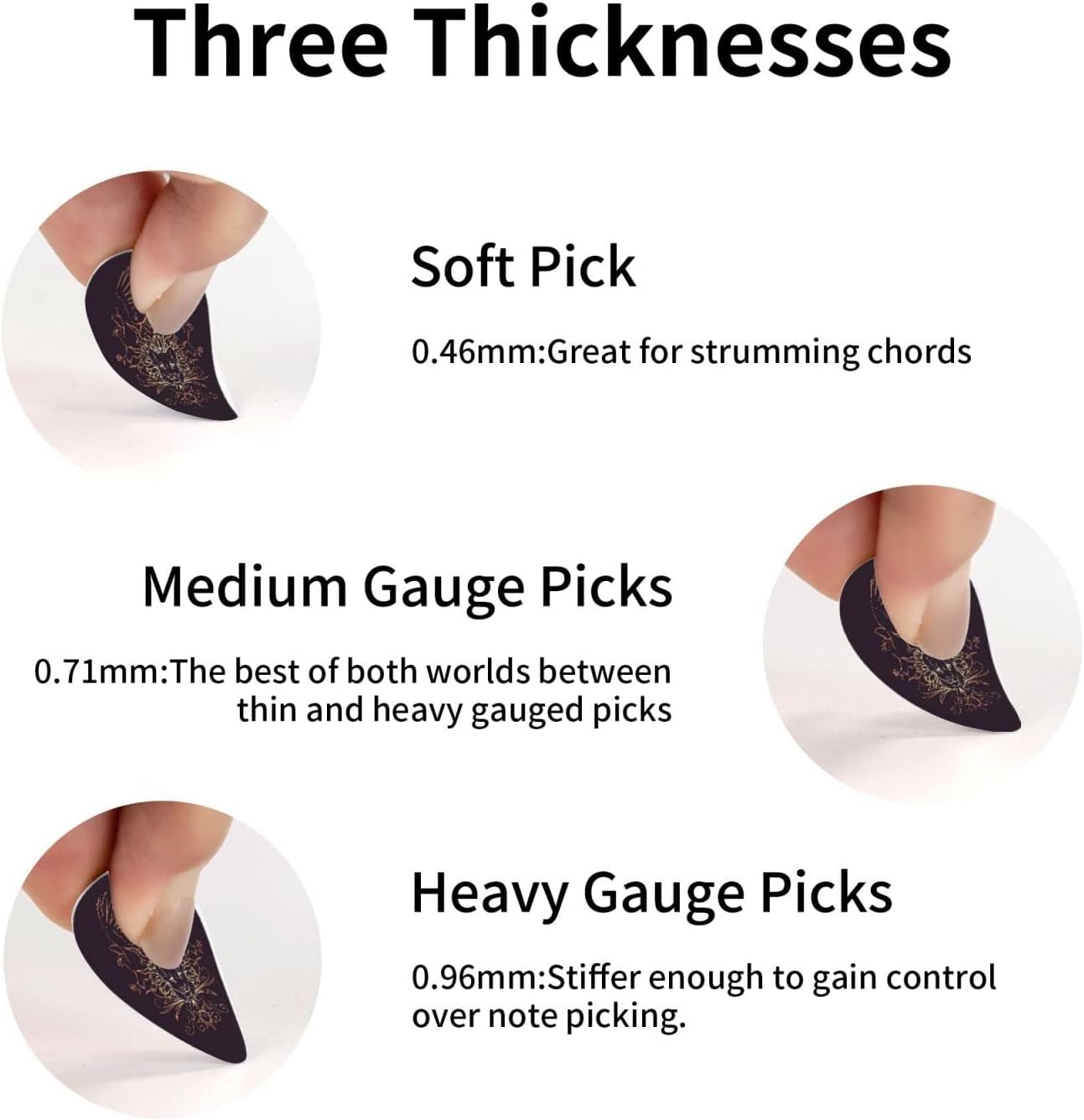 Goth Guitar Picks for Acoustic Guitar Medium Thin Heavy Cool Guitar Pick for Electric Guitar Mandolin Bass and Ukulele Gifts 12 Pack with Case : Musical Instruments