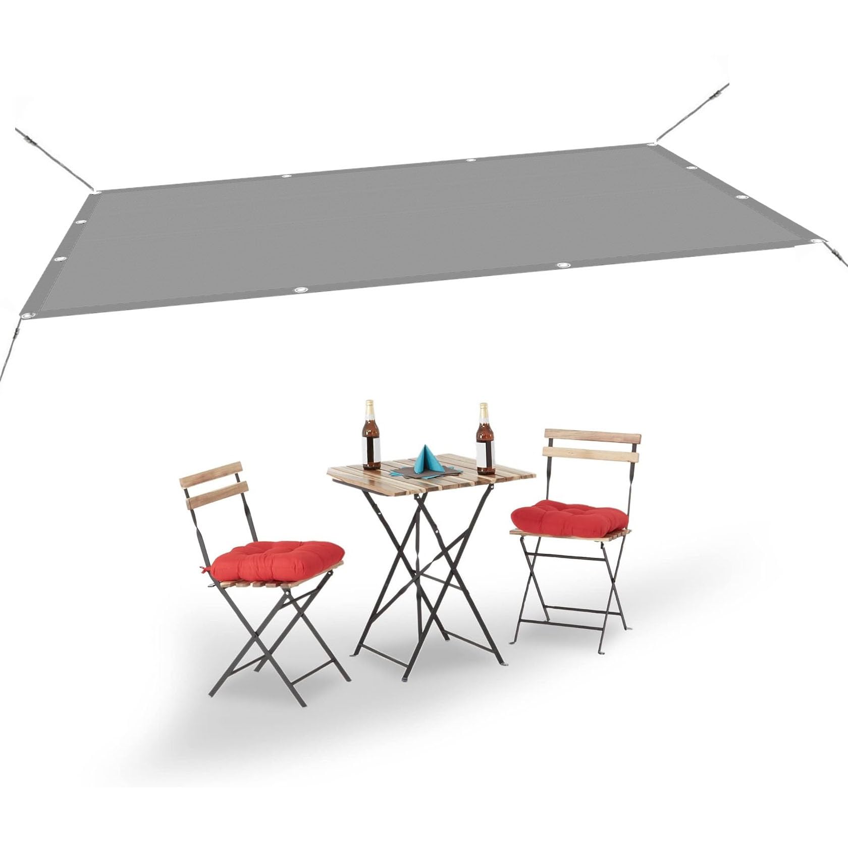 Voile d'ombrage rectangulaire gris clair 1.6 x 2 m imperméable anti-UV pour pergola et terrasse