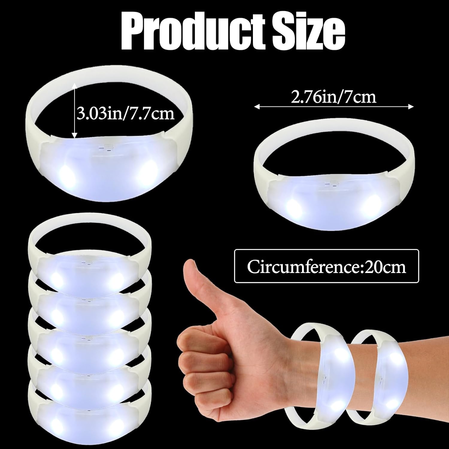 24 Pcs Sound Activated LED Glow Bracelets Light Up Bracelets for Adults Glow in the Dark Bracelets Neon Supplies for Concert - Image 7