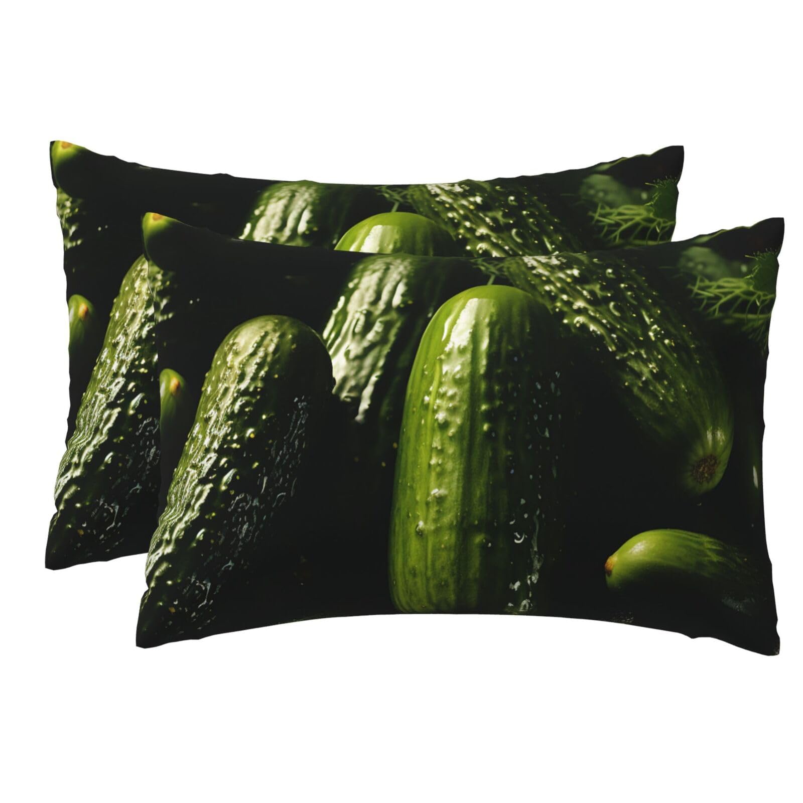 2 Pack Pillow Cases with Hidden Zipper, Soft Breathable Pillow Covers for Hair and Skin, Pickle Pillowcases 12"x18" Bed Pillow Protectors Cover for Sleeping Gifts