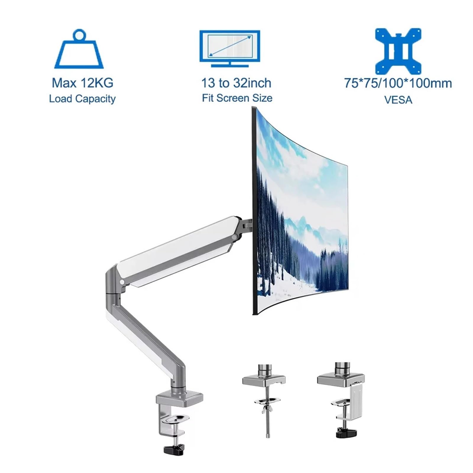 Monitor Stand, Supporto for monitor gas singolo 13-32"