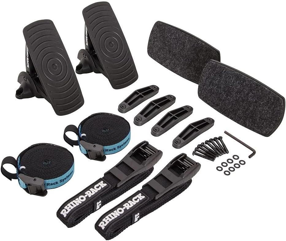 Rhino-Rack Nautic 570 Series Kayak/Canoe Carrier, Includes 2 x Tie Down Straps and 2 x Rapid Straps w/ Unique Buckle Protector