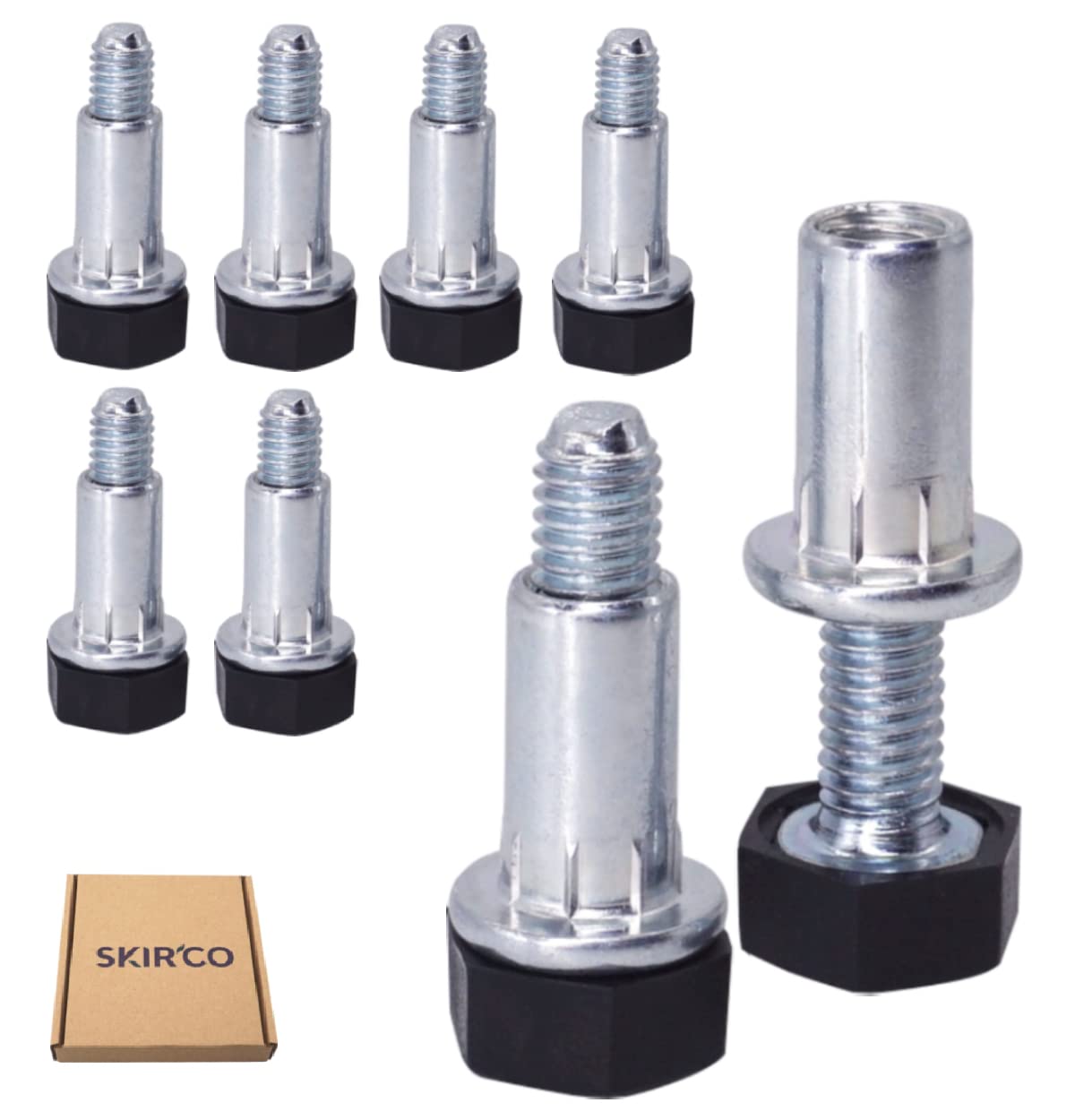 SKIR'CO (Pack of 8 pcs Height Adjustable Metal Furniture Legs, 8 mm Height Small Black Furniture Feet (8, Height 8 mm) - Image 2