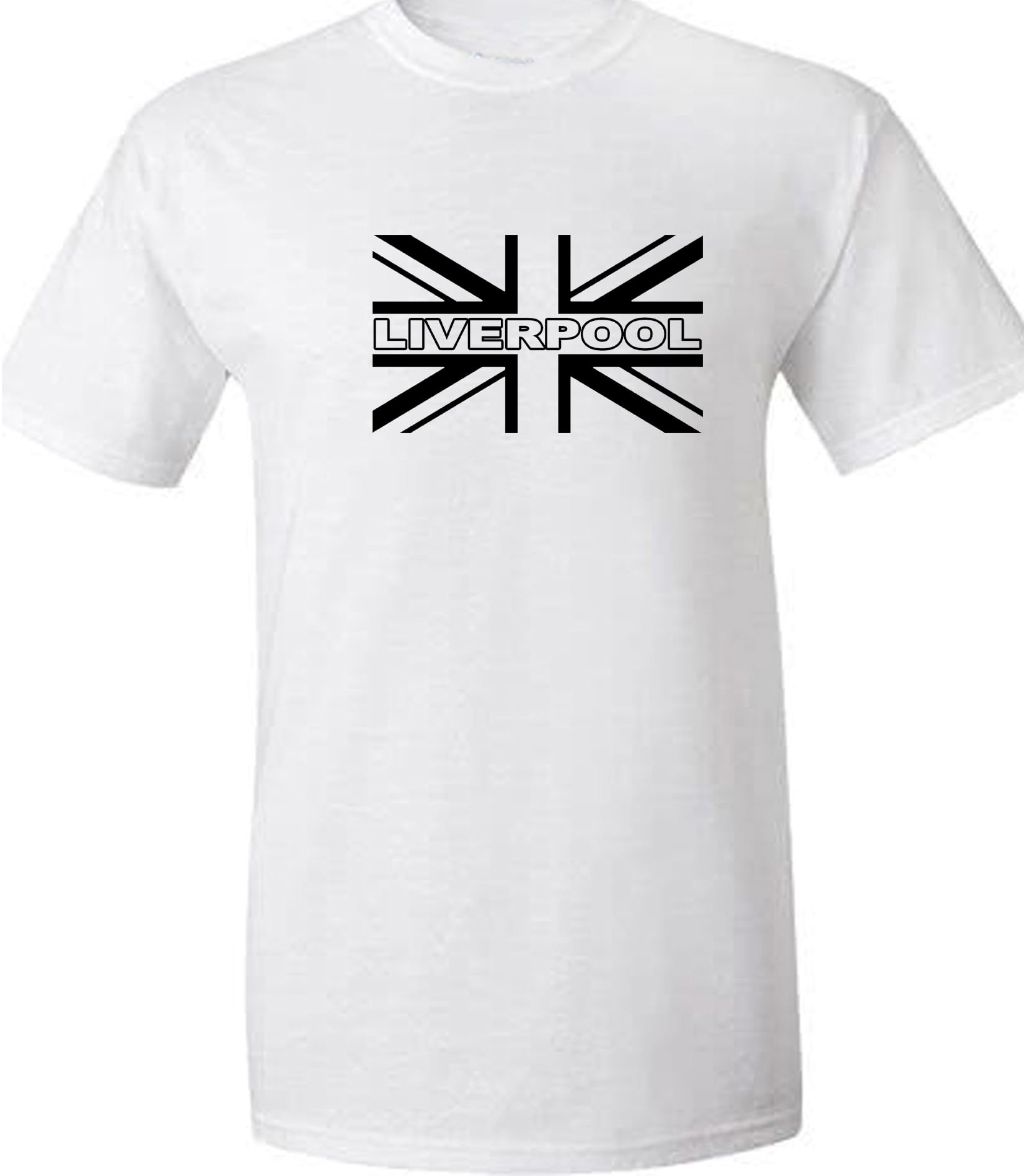 Liverpool T Shirt in White Large Union Jack Flag Football Novelty Team Design