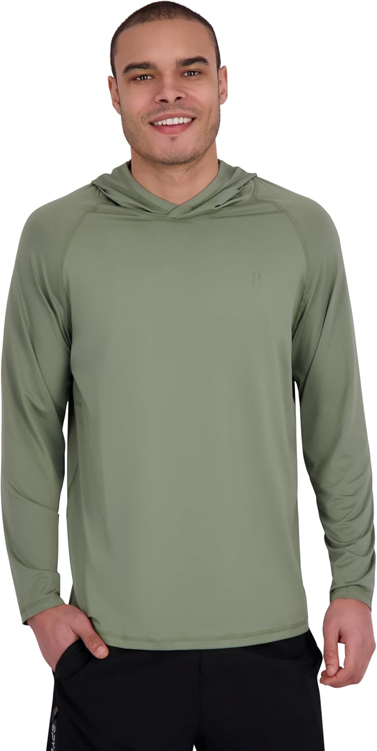 Spyder Men's Hooded Long Sleeve Rashguard – Quick-Dry Long Sleeve Swim Shirt, Sun Protection