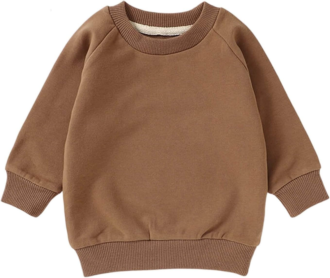 Girls Crewneck Sweatshirt Long Sleeve Pullover Solid Tops Fall Trendy