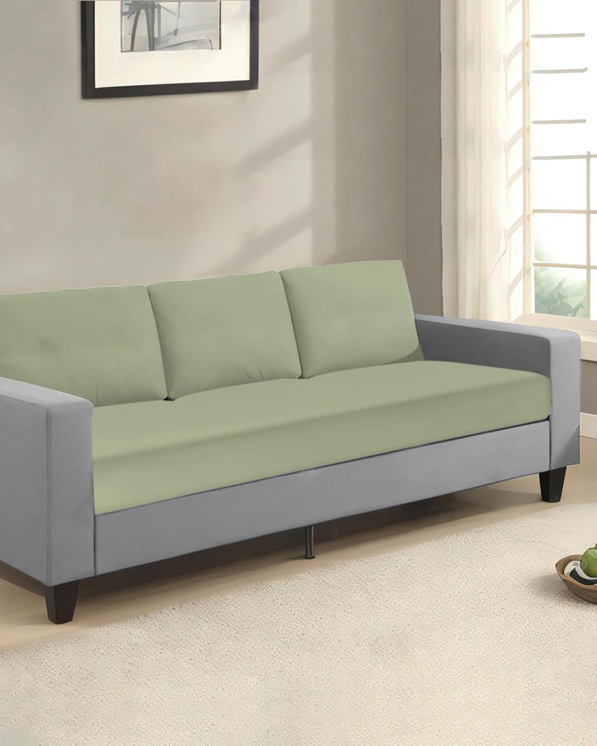Yukro Couch Cushion Covers, Simple and Classical Sage Green Texture Sofa Seat Cushion Covers, Universal High Stretch Sofa Slipcover Couch Covers Furniture Protector for Kids Pets