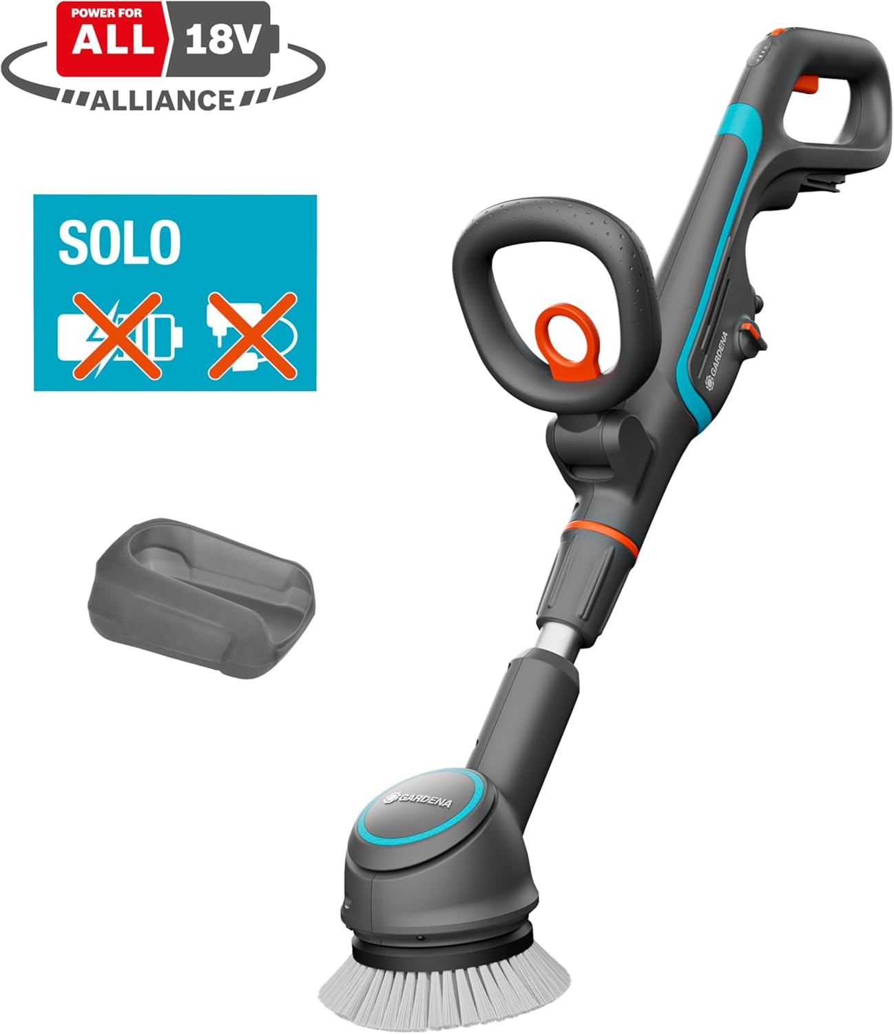 Gardena Cordless Multi-Cleaner AquaBrush Compact 02/18V P4A Solo: Battery-Powered Cleaning Tool, Wet Cleaning of Vertical Surfaces in just one Step, Without Rechargeable Battery (14840-55)
