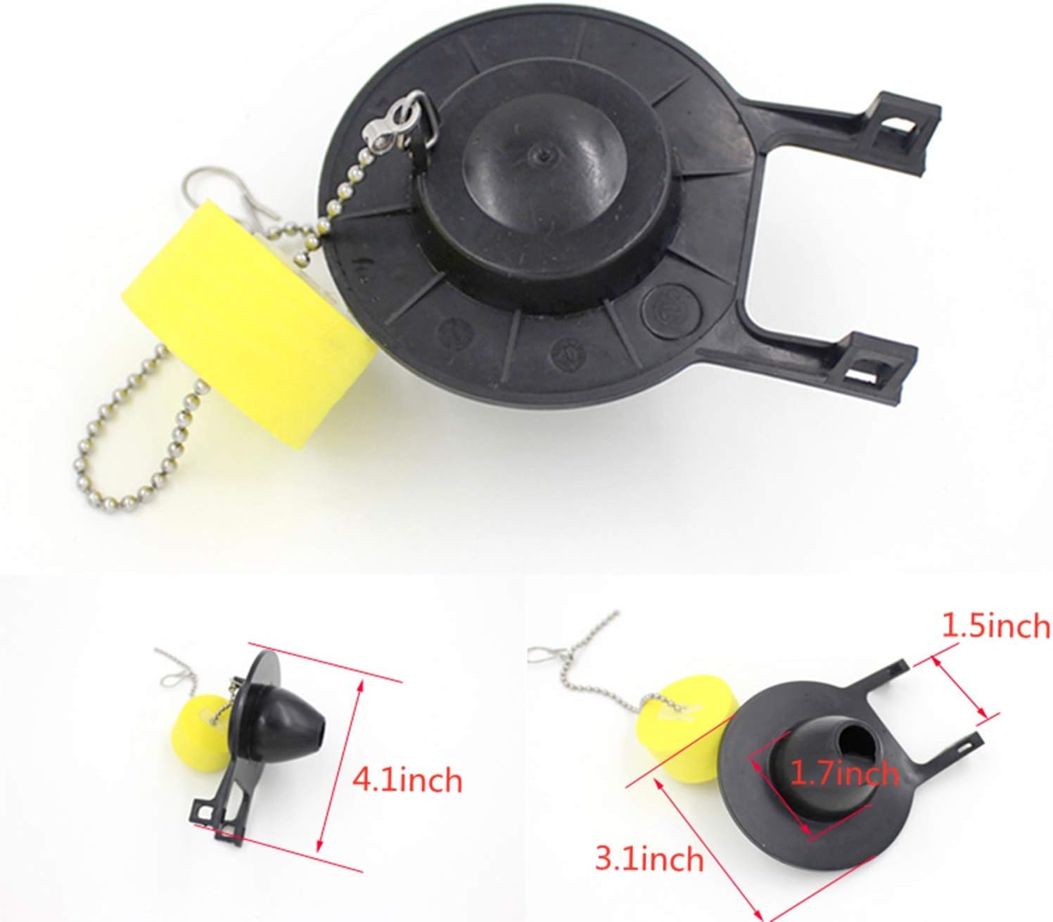 2-Inch Toilet Flapper with Chain, Compatible with American Standard Cadet Toilets, Replacement Part 7381129-200-0070A Fits for 2-Inch Flush Valve 738360-0070A and 738356-0070A - Black, 1 pack