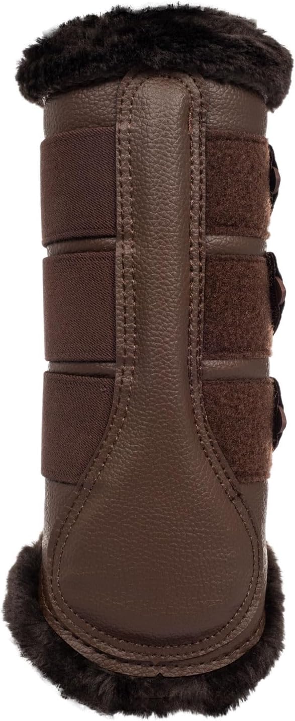 Acavallo Hind Brushing Boots Faux Leather & Faux Sheepskin, Large Size, Dark Brown
