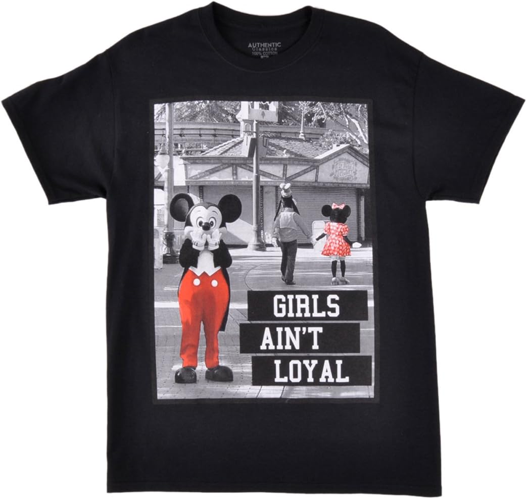 Mickey Mouse T- Shirt Parody Funny Aint Loyal Men