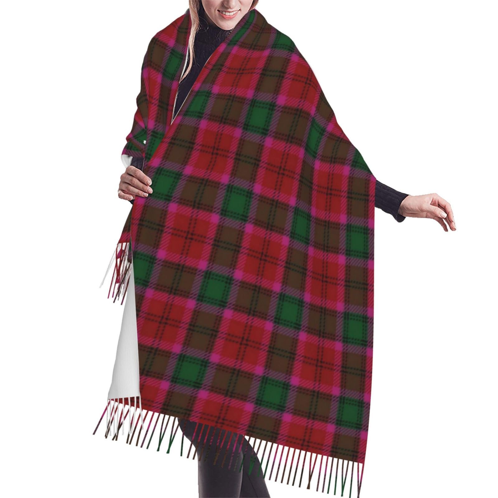 Gratka Unisex As Picture Scarf,Lindsay Tartan, Fringed Scarf Large Warm Soft Cashmere Feel Shawls Wraps 196X68 Cm