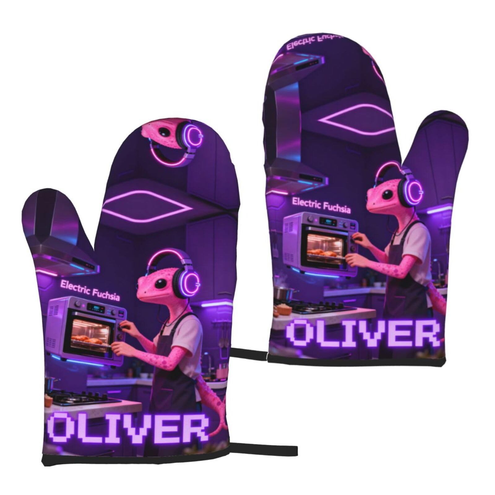 Personalized Oven Mitts with Name, Custom Retro Easter Bunny and Smoking Egg Design, Funny Holy Smokes Heat Resistant Kitchen Gloves, Unique for Men Women - 1 Pair