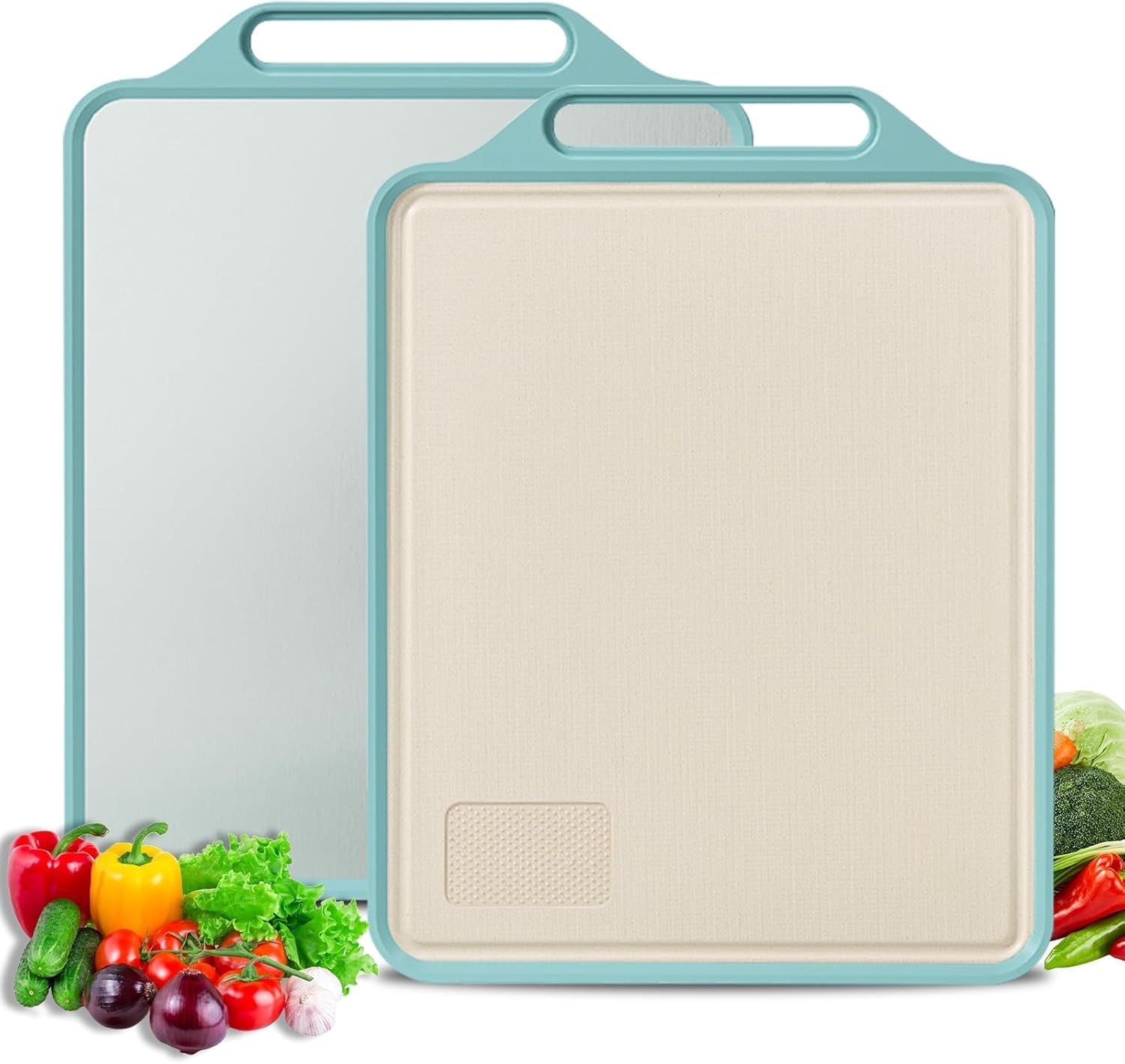 Food Chopping Board Stainless Steel for Kitchen | Steel Heavy-Duty Cutting Board for Vegetables, Fruits Cutter, Meats | Eco-Friendly and Anti-Microbial (40 x 30cm)