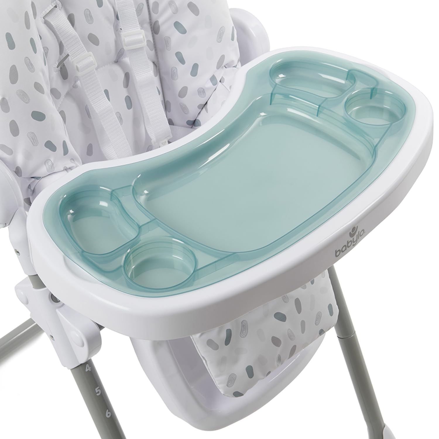 Babylo Hi Lo Chaise haute et chaise junior, 6 hauteurs, 3 positions d'inclinaison, plateau amovible à 2 couches et harnais de sécurité à 5 points de 6 mois à 15 kg