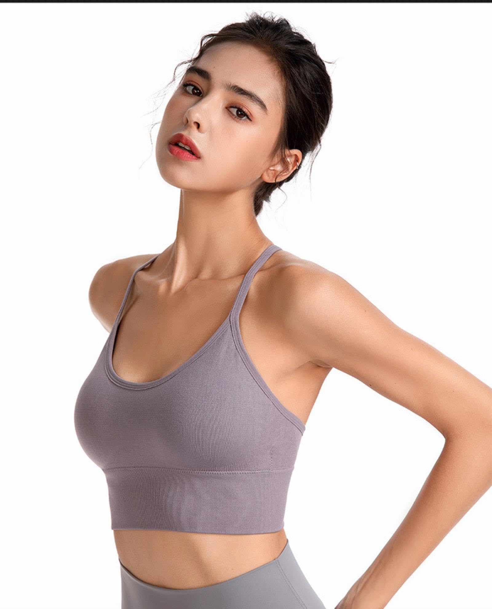 Reggiseno Sportivo da Donna Crop Top Tessuto Super Morbido Spalline Larghe Top da Palestra Tinta Unita Abbigliamento Sportivo Sexy Top Sportivo per Reggiseni Attivi all'aperto