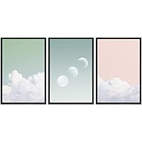 SIGNWIN Framed Canvas Print Wall Art Phases of The Moon in Pastel Clouds Astronomy & Space Nature Photography Modern Art Rustic Scenic Colorful for Living Room, Bedroom, Office - 16