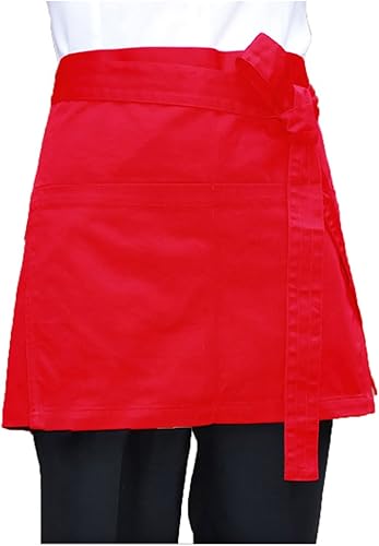 3 bolsillos medio cintura Bistro delantal para hombres mujeres servir delantales cortos para cocina, restaurante 27.5 x 15.7 pulgadas disponible en Yaxa Colombia
