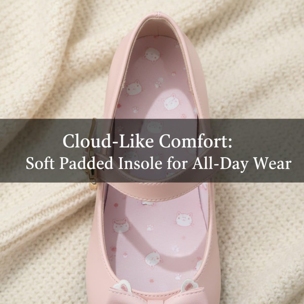 Kawaii Lolita Mary Jane Shoes Cat Paw Heel Bowknot Strap Patent Leather for Women Girls Cute Low Block Pumps for Sweet Anime Cosplay Tea Party Dress Walking