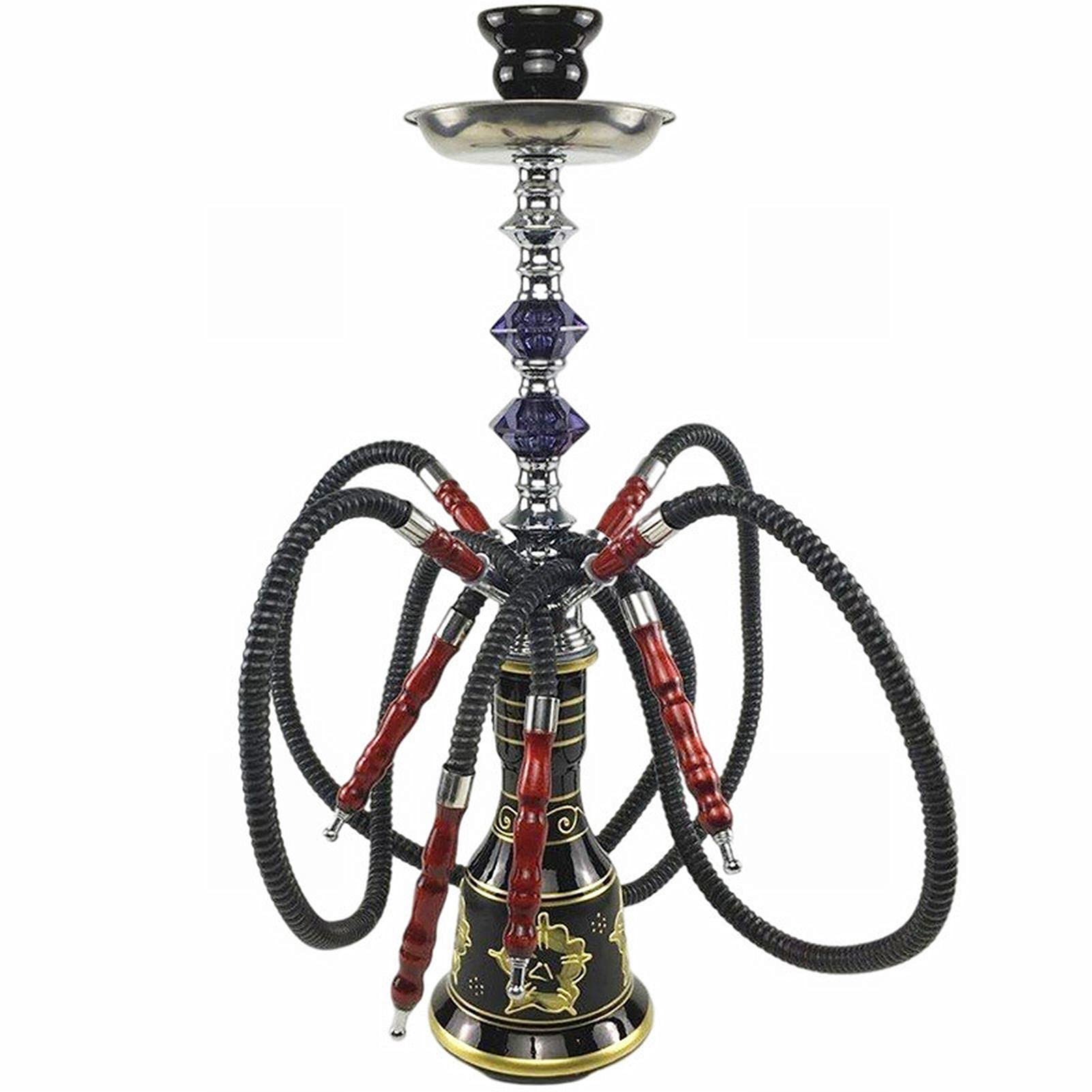 Set Narghilè 21,6" Con 4 Tubi Flessibili In Vetro - Kit Shisha Premium Facile Da Smontare E Pulire