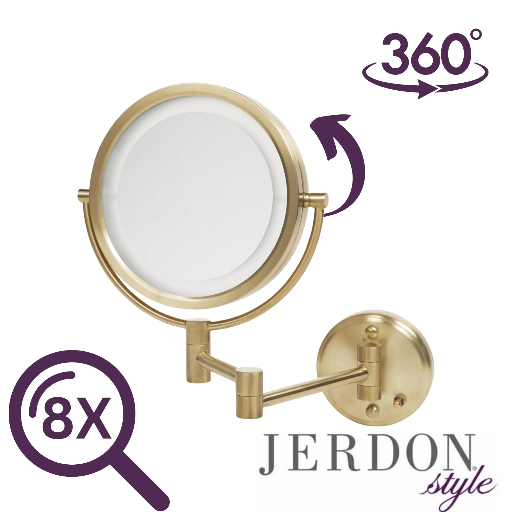 Specchio Da Parete Per Trucco 21,6 Cm – Doppio Lato 1X/15X, Braccio Estensibile, Cromato - 5