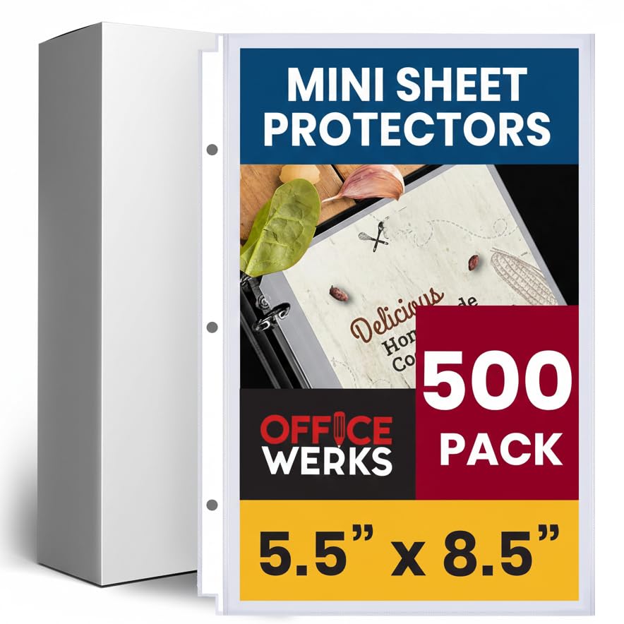 Mini protège-feuilles transparents 14x21,6 cm pour classeur 3 anneaux sans acide | Officewerks