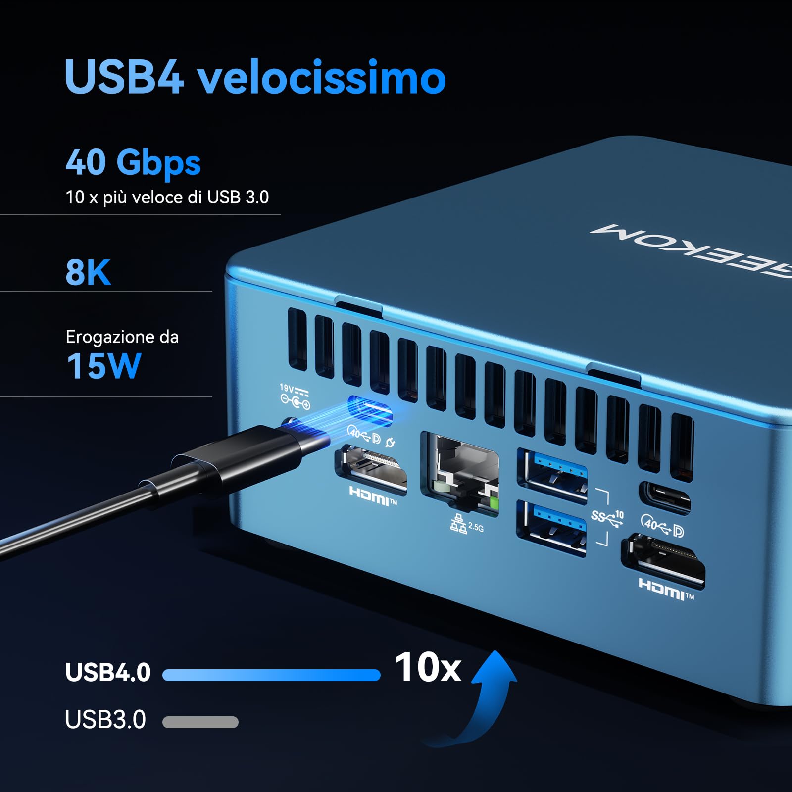 GEEKOM IT13 2026 Edition Mini PC con Intel Core Ultra 7 356H | 40 TOPS AI per Editing e Creazione | 4 schermi in 8K per Ufficio e Gaming | Wi-Fi 7 | Doppia USB4 | 32GB DDR5 RAM e 1TB SSD| Windows 11