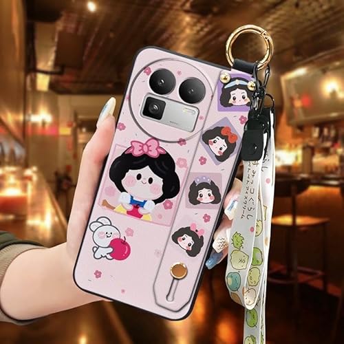 Phone Case Compatible with Realme GT8 China/C85 5G, Wrist Strap Kickstand Dirt-resistant Cute Protective Anti-knock Silicone Wri
