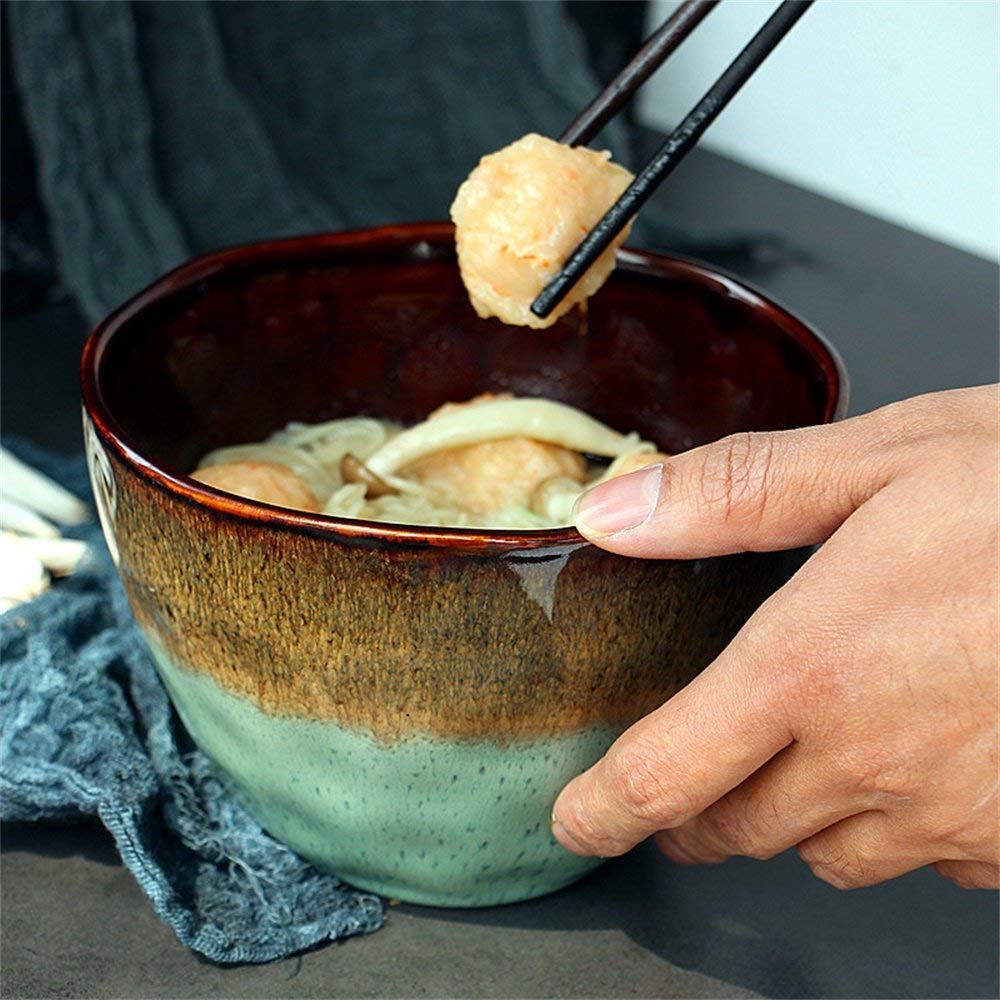 Große Tiefe Suppenschüssel Salatschüssel Rührschüssel Obst Ramen Nudelschüssel Gemüseschüssel Kreative Persönlichkeit Keramik Geschirr 8 Zoll