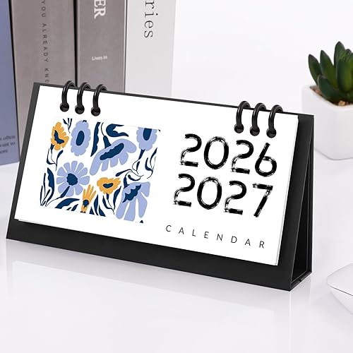 Miniatura 7 de Calendario de Escritorio Pequeño 2025-2026, Mini Calendario de Escritorio de Flores (Desde Junio 2025 hasta Diciembre 2026) Calendario de Escritorio