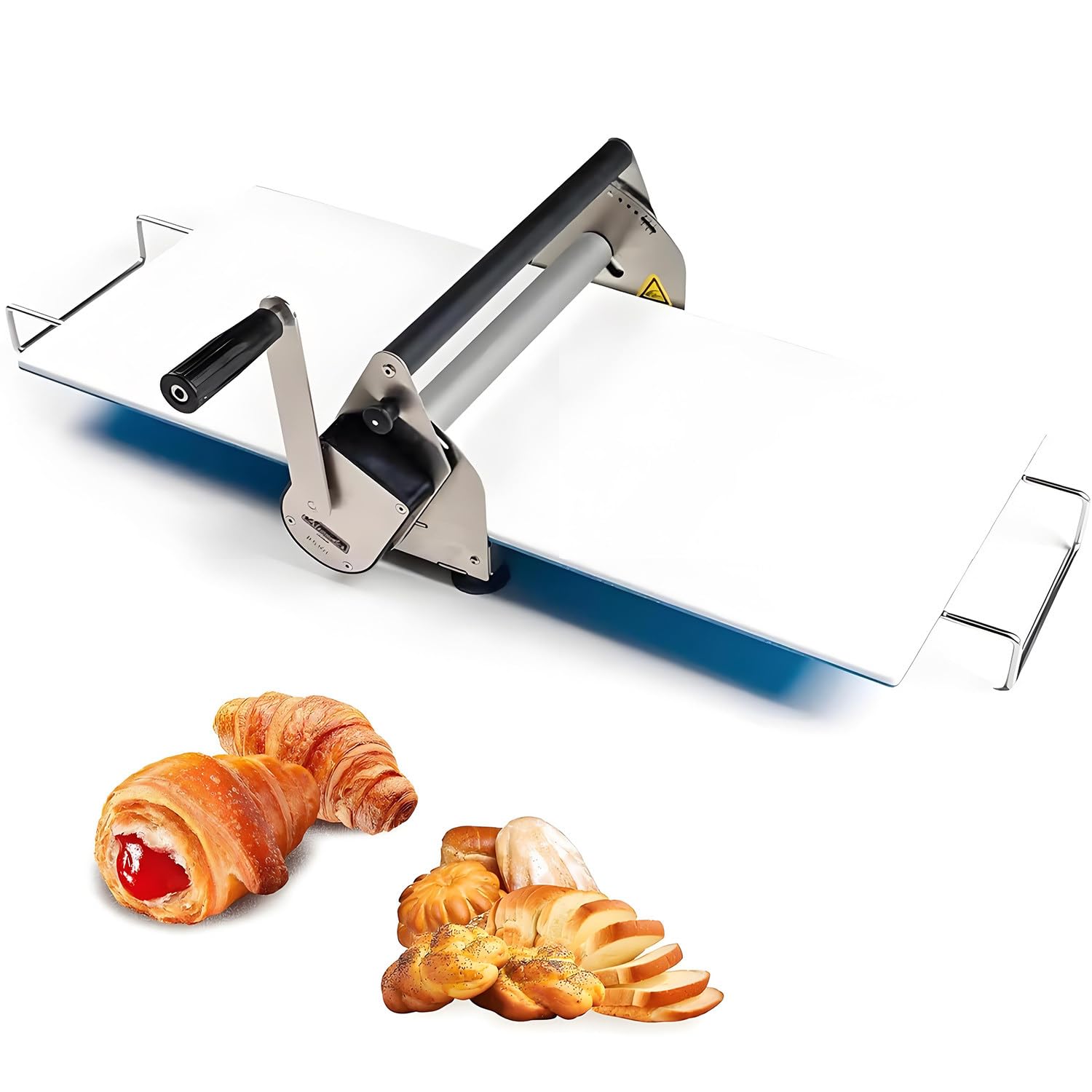 Manuelle Teigrollmaschine, Edelstahl, verstellbare Dicke für Pizzakruste und Fudge-Herstellung