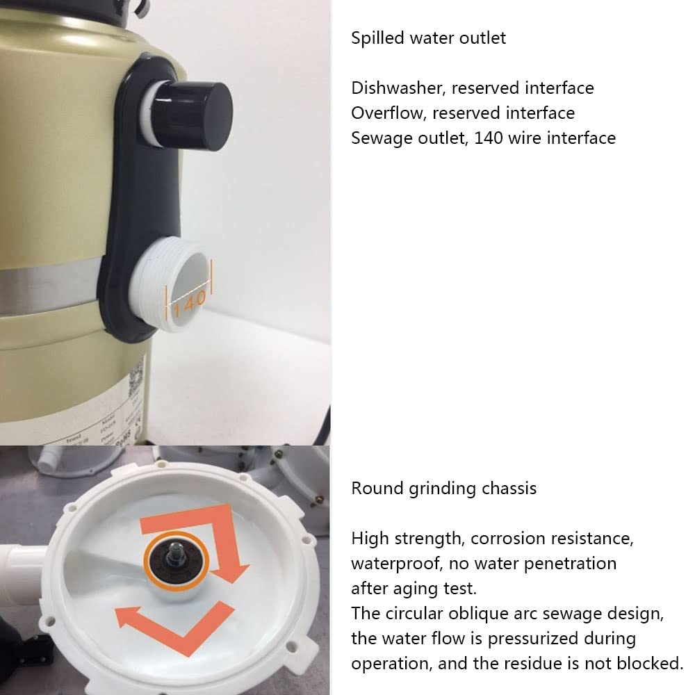 Triturador De Basura Residuos De Alimentos Domésticos Fregadero Triturador De Basura Para Cocina Triturador De Desperdicios De Comida Alimentación Continua 4000 RPM 0.7HP