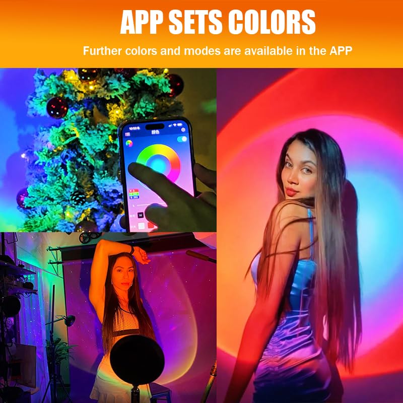 Image of JIMEI Sunset Lamp Projector Led Lights for Bedroom Night Light RGB Lights Sun Sunlight Sunrise Lamp Mood Lighting Home /Room Decor Gifts for Women,Tabletop Multicolor