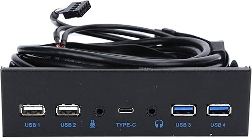Miniatura 3 de Panel frontal USB extra, concentrador USB con 2 puertos USB 3.02 puertos USB 2.0salida de audio, entrada de micrófono, puerto USB C, unidad óptica