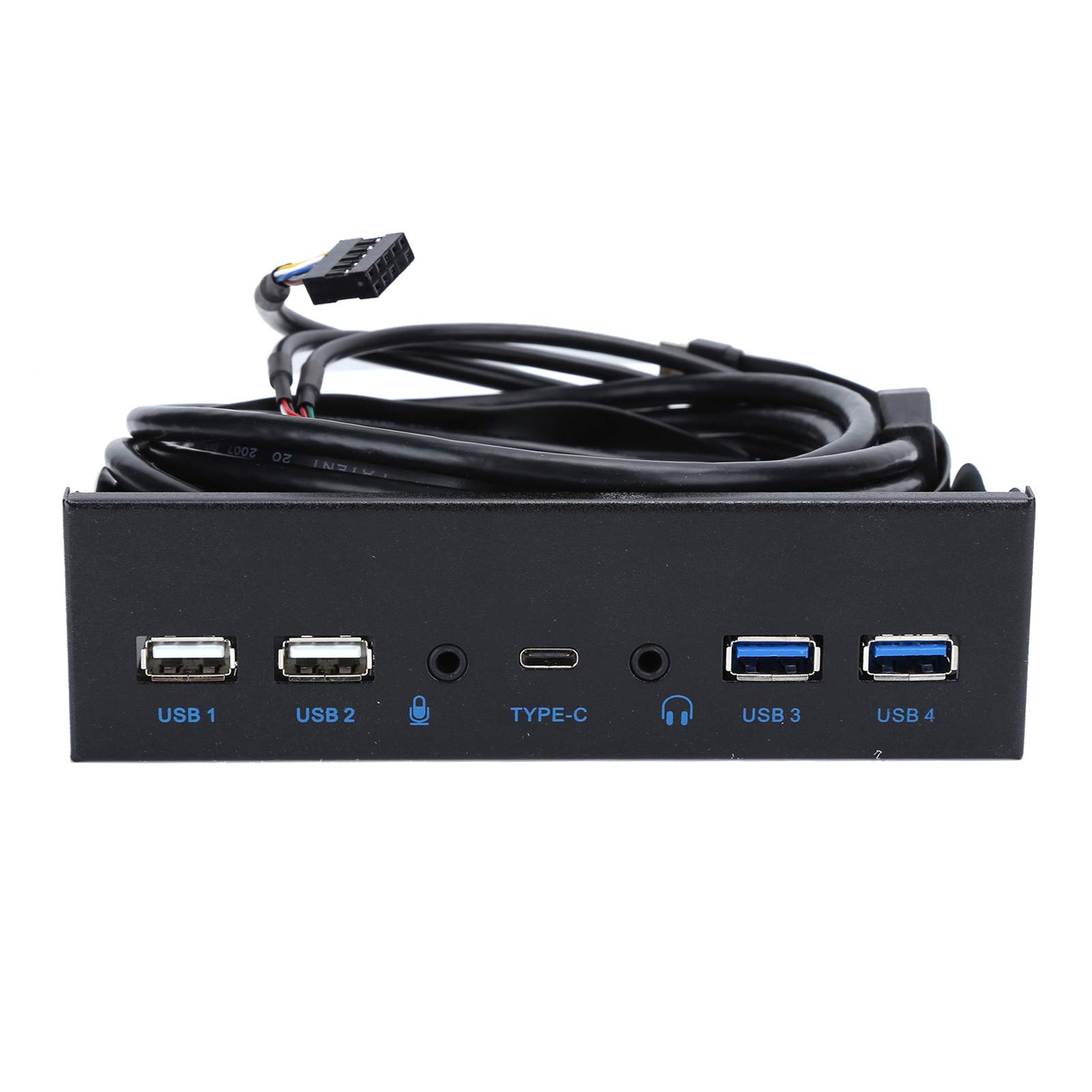 Pannello frontale USB extra, hub USB con 2 porte USB 3.0/2 porte USB 2.0/uscita audio ingresso microfono porta USB C, unità ottica 5,25 pollici pannello scheda di espansione del computer per desktop