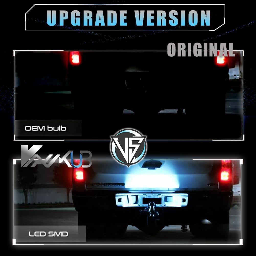 LED License Plate Light for Chevy Silverado 1500 2500 3500 Suburban Tahoe GMC Sierra Yukon XL Cadi-llac Escalade Pickup Truck, Chevy Silverado Rear Tag Lamp, 6000K Xenon Ice Blue Lights, 2 PCS