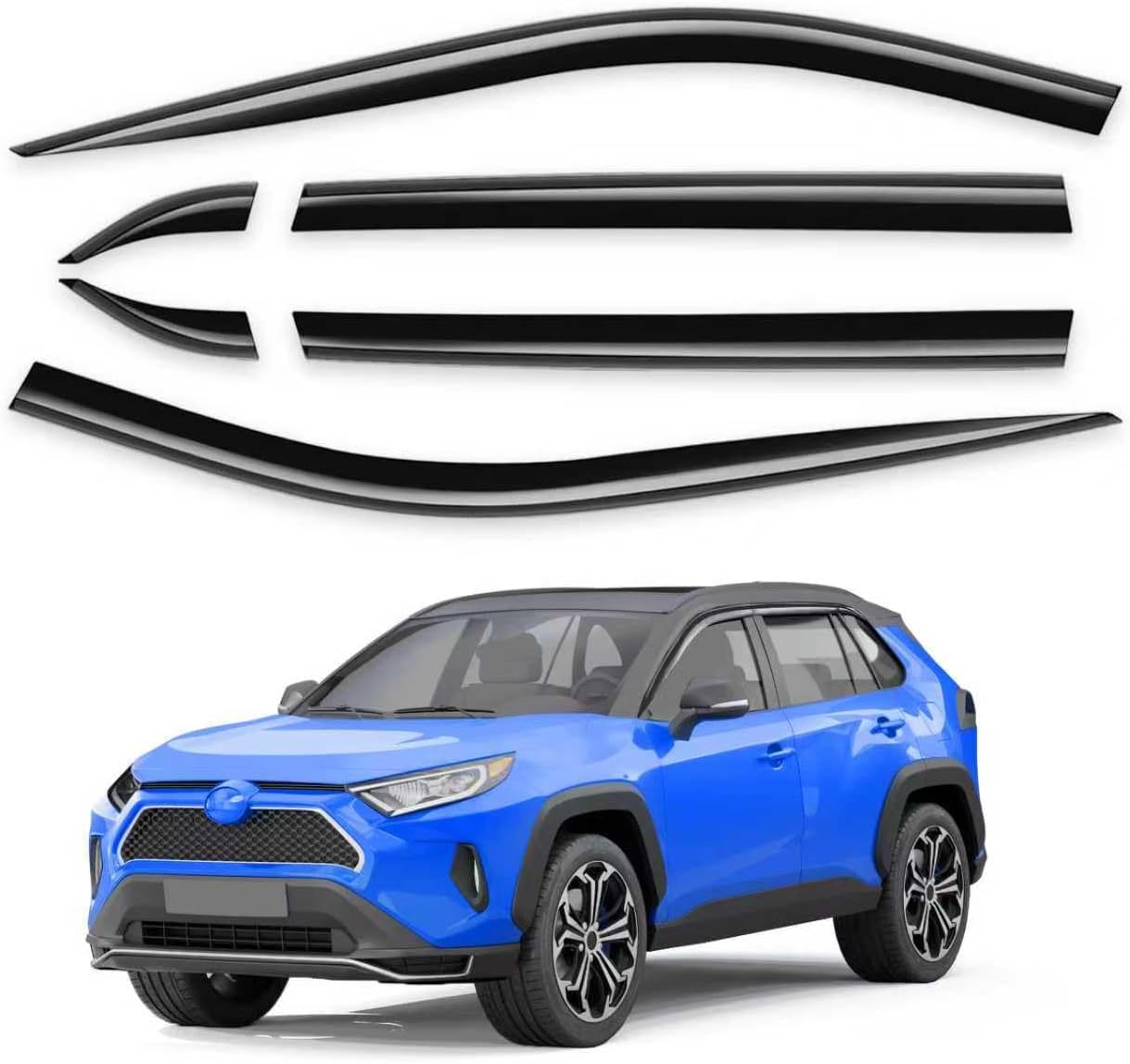 Tape-On Rain Guards Fit for Toyota Rav4 2019 2020 2021 2022 2023 2024 2025 Rav 4, Window Rain Guards Visors Vent Visors Window Deflector Out-Channel Vent Shades Car Accessories -6 pcs For 2019-2025 Toyota RAV4