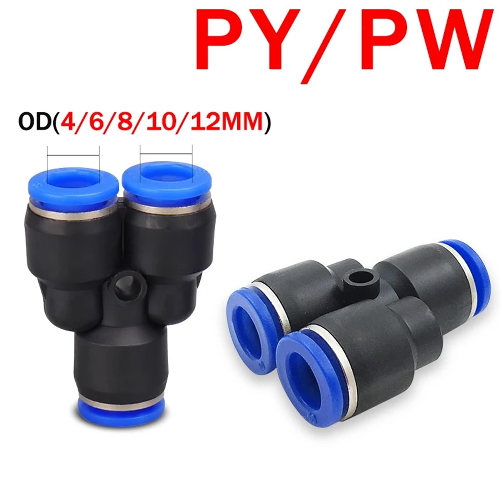 Złączki rurowe Plastikowe złącze pneumatyczne PY PW Connect 4 6mm 8mm 10mm 12mm 50szt (PW10-8)