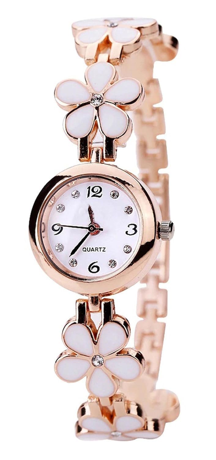Brajin Stylish Flower Pattern Round Dial Analog Gift Wrist Watches (White) (B0CTCW7SXS) Amazon Price History, Amazon Price Tracker