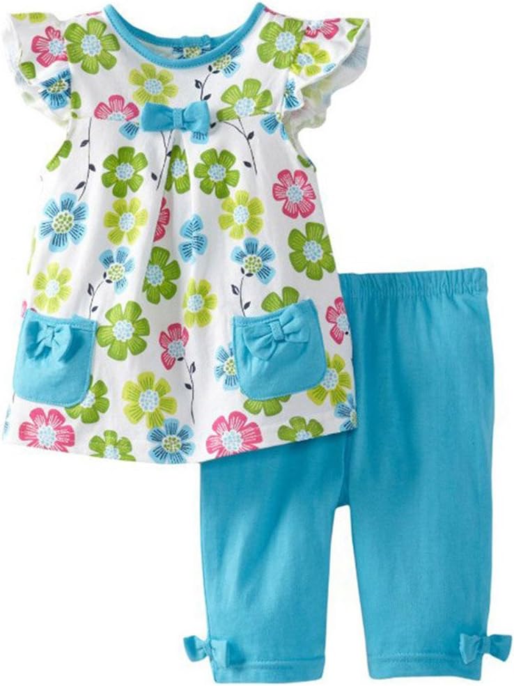 Frogwill Little Girls 2 Pieces Playwear Set with Bow and Applique