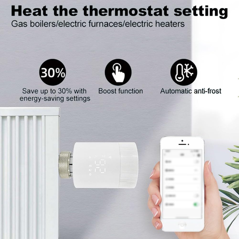Per Tuya WiFi Smart TRV termostato, valvola termostatica programmabile per termosifone, regolatore di temperatura supporta il controllo tramite app (6 pezzi)