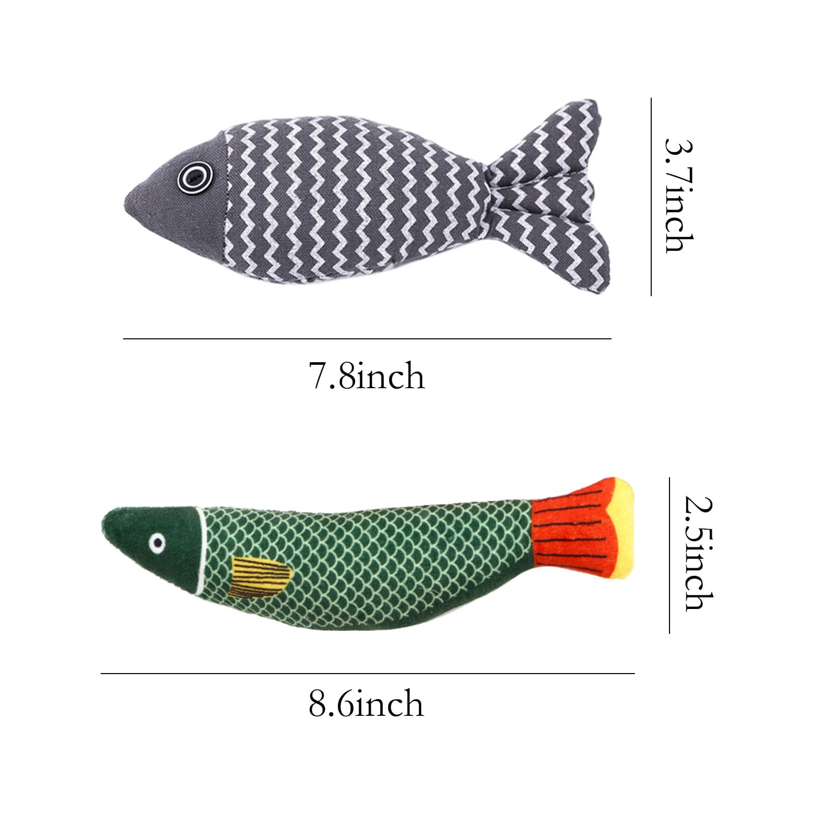 SUBANG 6 Pieces Cat Toys Cat Pillows Fish Catnip Crinkle Sound Toy Interactive Cats Kicker Toys for Indoor Kitten Exercise Outdoor Play Cats