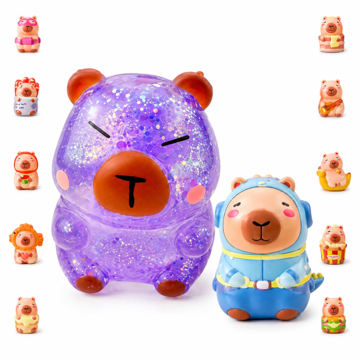 2 PCS Capybara Squishy,Capybara Tool Relief for Office , Slow Rising Squishies with Soft Texture, Capybara Squishy Sensory Tool for Desk Decor and Travel