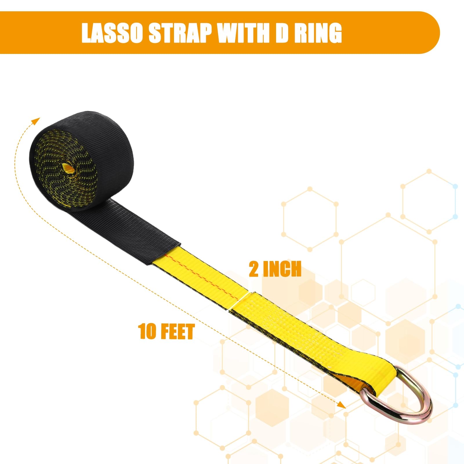 12 Stück Lasso Abschlepprad Hebegurt mit D-Ring 35,5 mm Reißfestigkeit 0kg Selbstzurrung für Anhänger Anhänger Abschleppwagen Abschleppwagen (5,1 x 3