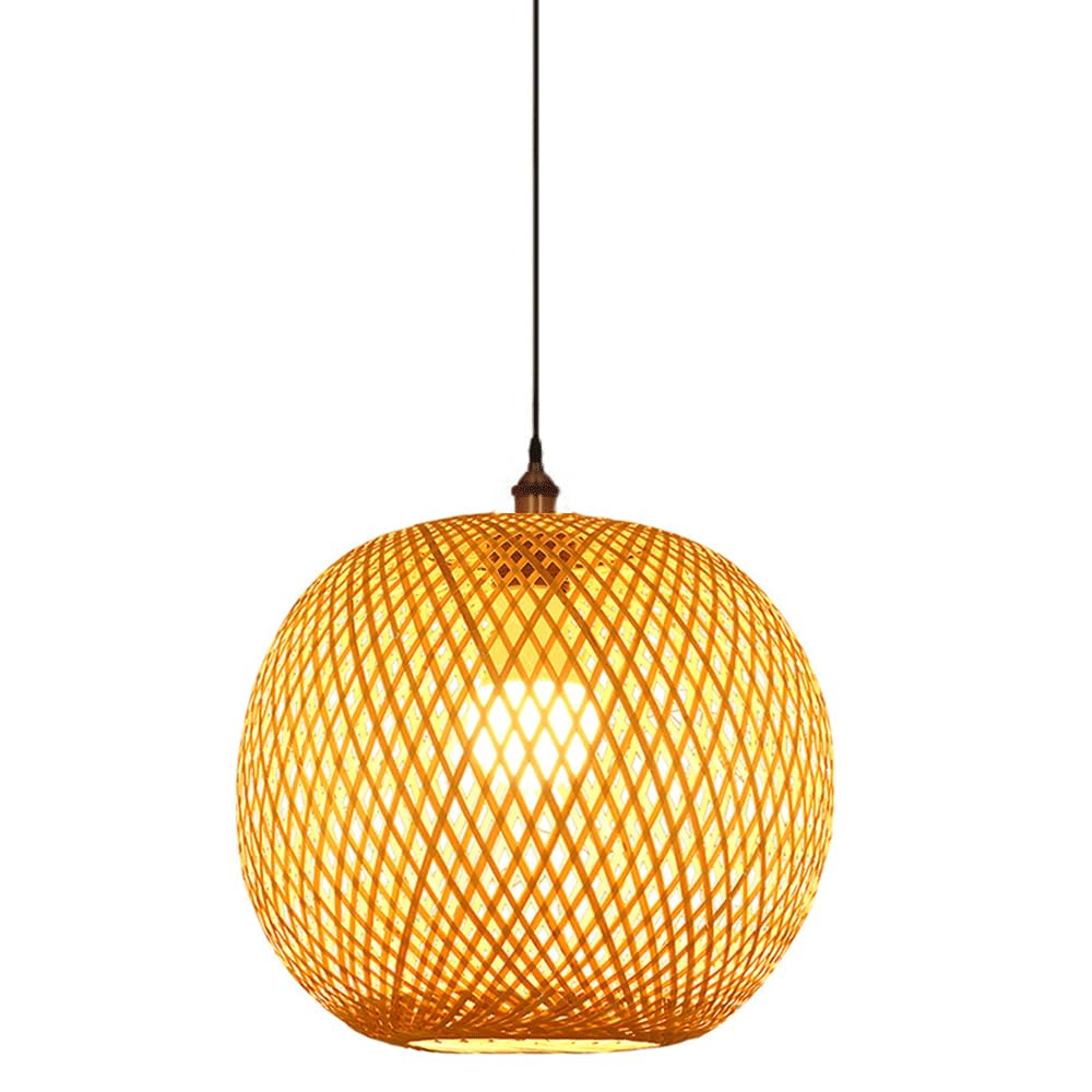 CJSLXGBL Rattan Handwoven Pendant Lights Adjustable Bamboo Wicker Hanging Lamp, Pendantt Light Fixture With Drum Basket Shade 1 Light Woven Pendant Light For Hanging Lamp For Living Room Bedroom