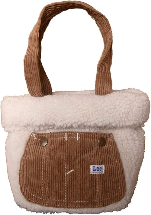 Amazon リー バッグ ミニトート ボア レディース もこもこ ロゴ ハンドバッグ Lot オーバーオール ポケット コーデュロイ 収納 サブバッグ デイリー お洒落 可愛い 買い物 散歩 ギフト Free Offwhite トートバッグ