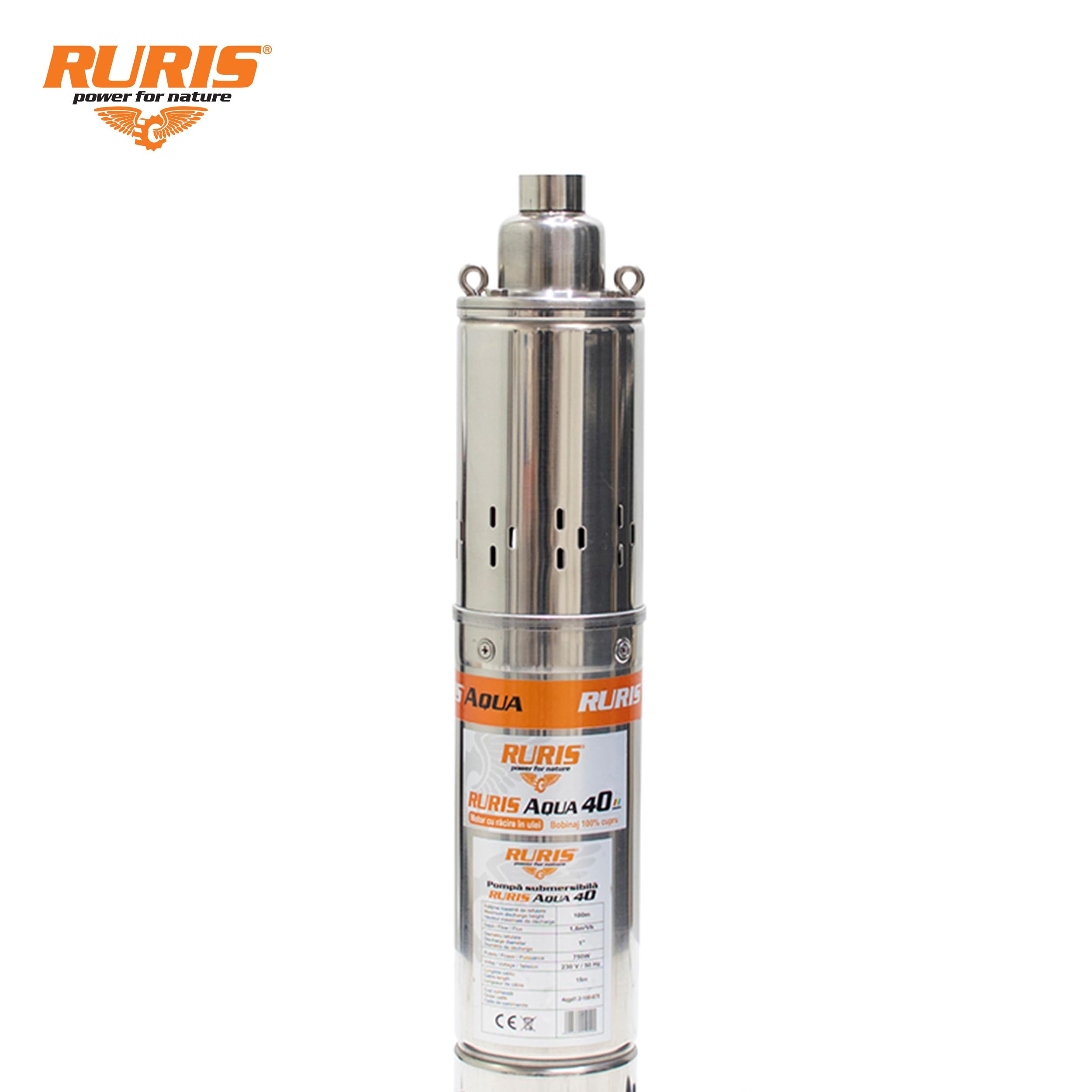 RURIS POWER FOR NATURE Pompe Submersible Aqua 40 750W Débit 1880L/H Hauteur Max 100M Câble 15M Raccord 1 Pouce Eau Propre Idéale Pour Jardin Irrigation Puits