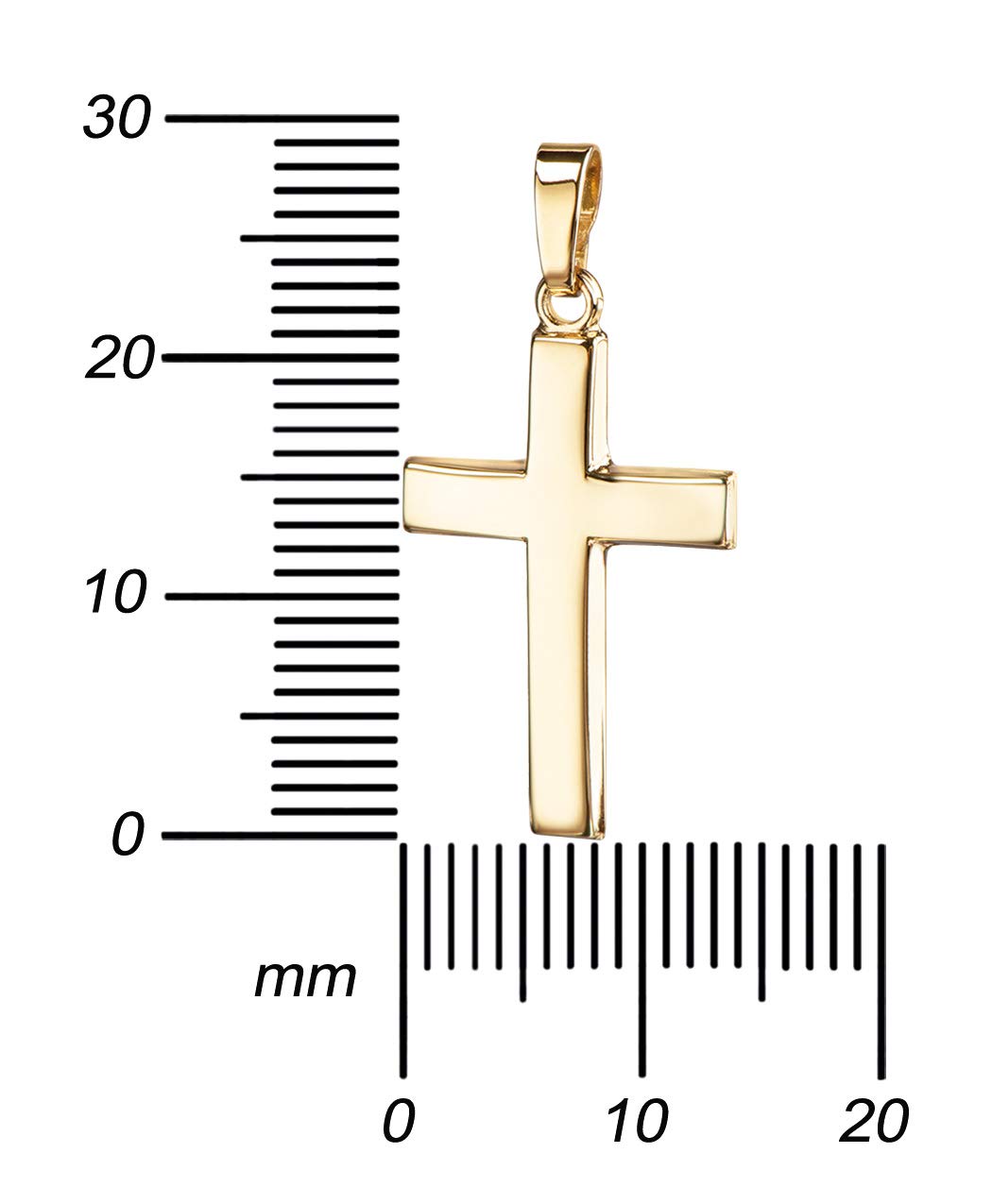 Anhänger-Kreuz 585 Gold-Kreuz 14 Karat für Damen, Herren und Kinder Kreuzanhänger Kettenanhänger in gewölbter Form + Schmuck-Etui