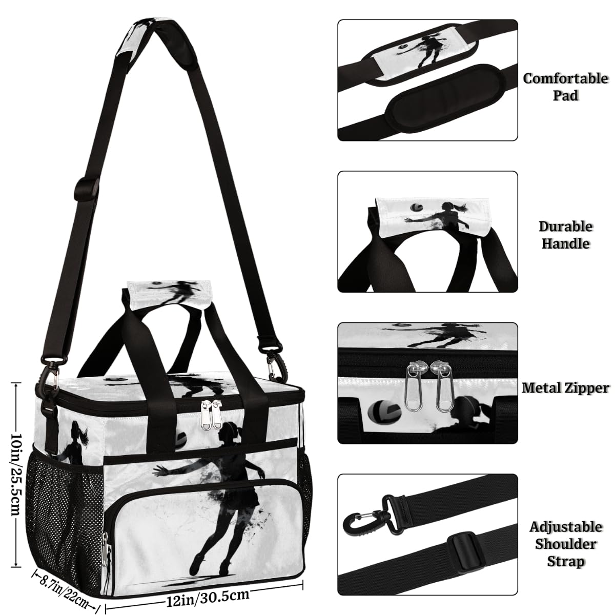 Insulated Picnic Backpack Lunch Box for Women Men Picnic Basket Tote Lunch Bag Picnic Bag Portable Lunch Bags for Picnic, Beach, Work, Trip,Office, Camp Women with Ball