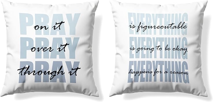 Blue and White Inspirational Throw Pillow Covers 18x18 Set of 2, Inspirational Gifts,Teen Boys Dorm Room Bedroom Playroom, Positive Affirmations Pictures Decor,Preppy Motivational Decor